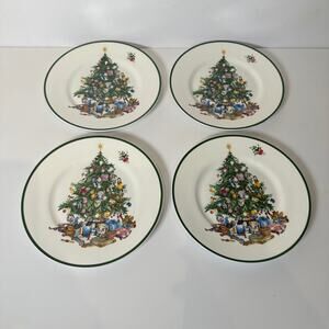Cerno Elizabethan Seasons Greetings Staffordshire England 8" Salad Plate set 4